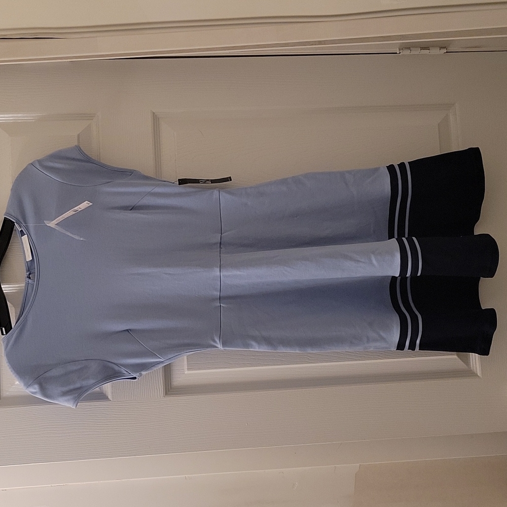 Blue Casual Dress with contrast Striping